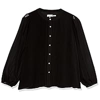 Calvin Klein Women's Plus Size Dressy Front Buttons Long Sleeve Printed Blouse
