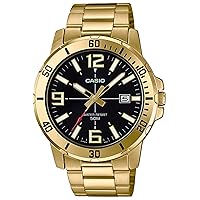 Casio MTP-VD01G-1BV Men's Enticer Gold Tone Stainless Steel Black Dial Casual Analog Sporty Watch