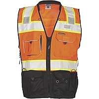 Men's Class 2 High Visibility Premium Black Series Surveyors Vest - Orange/Black, 5XL, Model Number S5000