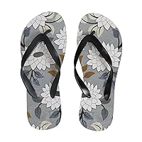 Vantaso Slim Flip Flops for Women Simple Daisy Flower Yoga Mat Thong Sandals Casual Slippers