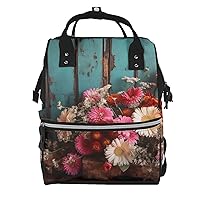 Diaper Bag Backpack Rustic Flowers Maternity Baby Nappy Bag Casual Travel Backpack Hiking Outdoor Pack