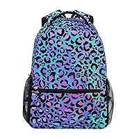 ALAZA Leopard Print Cheetah Purple Backpack Purse with Multiple Pockets Name Card Personalized Travel Laptop School Book Bag, Size M/16.9 in
