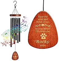 Personalized Pet Memorial Wind Chimes Pet Memorial Gifts for Dogs Pet Bereavement Gifts Custom 25.5 Inch Wind Chimes for Garden Patio for Loss of Dog Cat Puppy Furry Friend(Design 2, Black)
