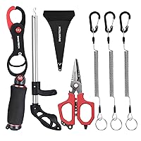 Swiss+Tech Fishing Tool Kit, Fish Gripper with Scale, Muti-Function Fishing Pliers, Braided Line Scissors, Fish Fillet Knife, Fishing Gear with Safety Coiled Lanyard, Fishing Gifts for Anglers…
