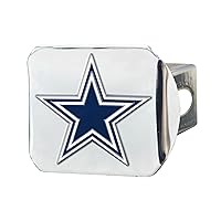 Dallas Cowboys NFL Chrome Hitch Cover with 3D Color Team Logo by FANMATS - Unique Stainless Steel 3-D Molded Metal Design – Easy Installation on Truck, SUV, Car - Ideal Gift for Die Hard Football Fan