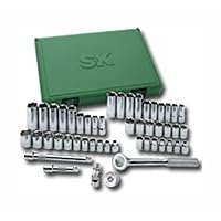 SK Tools USA, LLC, 94549, SK Sockets Sets, Professional Chrome Socket Set, Fractional & Metric, 3/8 Drive, SuperKrome Finish, 49 Piece