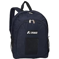 Everest Luggage Backpack with Front and Side Pockets, Navy, Large