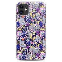 Case Compatible with iPhone 14 13 Pro Max 12 Mini 11 Xs X 8 Plus Xr 7 SE 6s 5 Print Design Flexible Flowers Paisley Clear Lightweight Cute Soft Silicone Folk Baby Elephant Slim Indian
