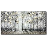 V-inspire art, 30x60 Inch Modern Impressionist Tree art 100% Hand Painted Canvas Wall art Oil Painting Large Paintings Gray Wall Decoration Acrylic Paint Knife Painting