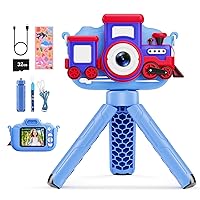 Kids Camera for Boys, Toddler Camera Christmas Birthday Gifts Toys for 3-8 Years Old Boys Girls, 1080P HD Kids Selfie Digital Camera with 32G SD Card -Train