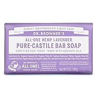 Pure-Castile Bar Soap (Lavender, 5 ounce) - Made with Organic Oils, For Face, Body and Hair, Gentle and Moisturizing, Biodegradable, Vegan, Cruelty-free, Non-GMO