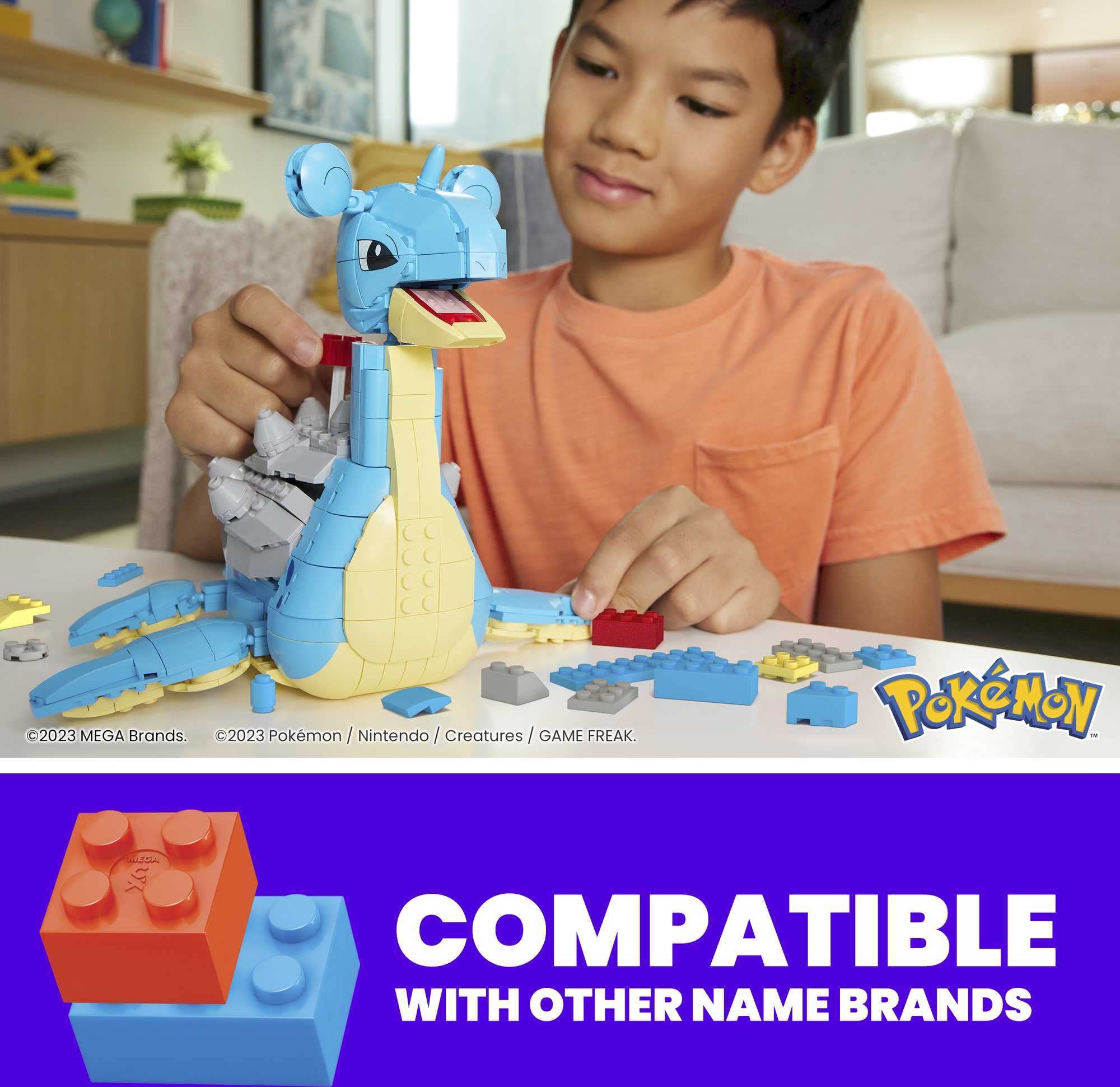 MEGA Pokémon Action Figure Building Toys Set for Kids, Lapras with 527 Pieces and Motion, Buildable and Poseable, 7 Inches Tall