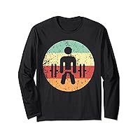 Dead Lift Style Weightlifting Cool Retro 1970's Style Circle Long Sleeve T-Shirt