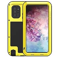 Compatible with Samsung Note 10 Plus Military Metal case Hybrid Aluminum Bumper Silicone Shockproof Heavy Duty Armor Defender Tough Rugged Drop Protection Cover for Note 10 Plus (Yellow)