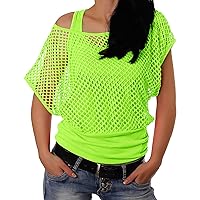 Off Shoulder Tops for Women,Women's Summer Lace Short Sleeve V Neck Tops Shirt Loose Casual Waffle Mesh Tee Blouse