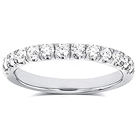 Kobelli Flame French Pave Lab Grown Diamond Comfort Fit Womens Wedding Band 1/2 CTW 14k White Gold (DEF/VS)