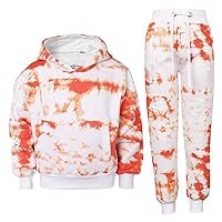 Cropped Tie Dye Tracksuit Set Hoodie with Cuffed Jogging Pants Sports Activewear Set Girls Children Age 5-13 Years