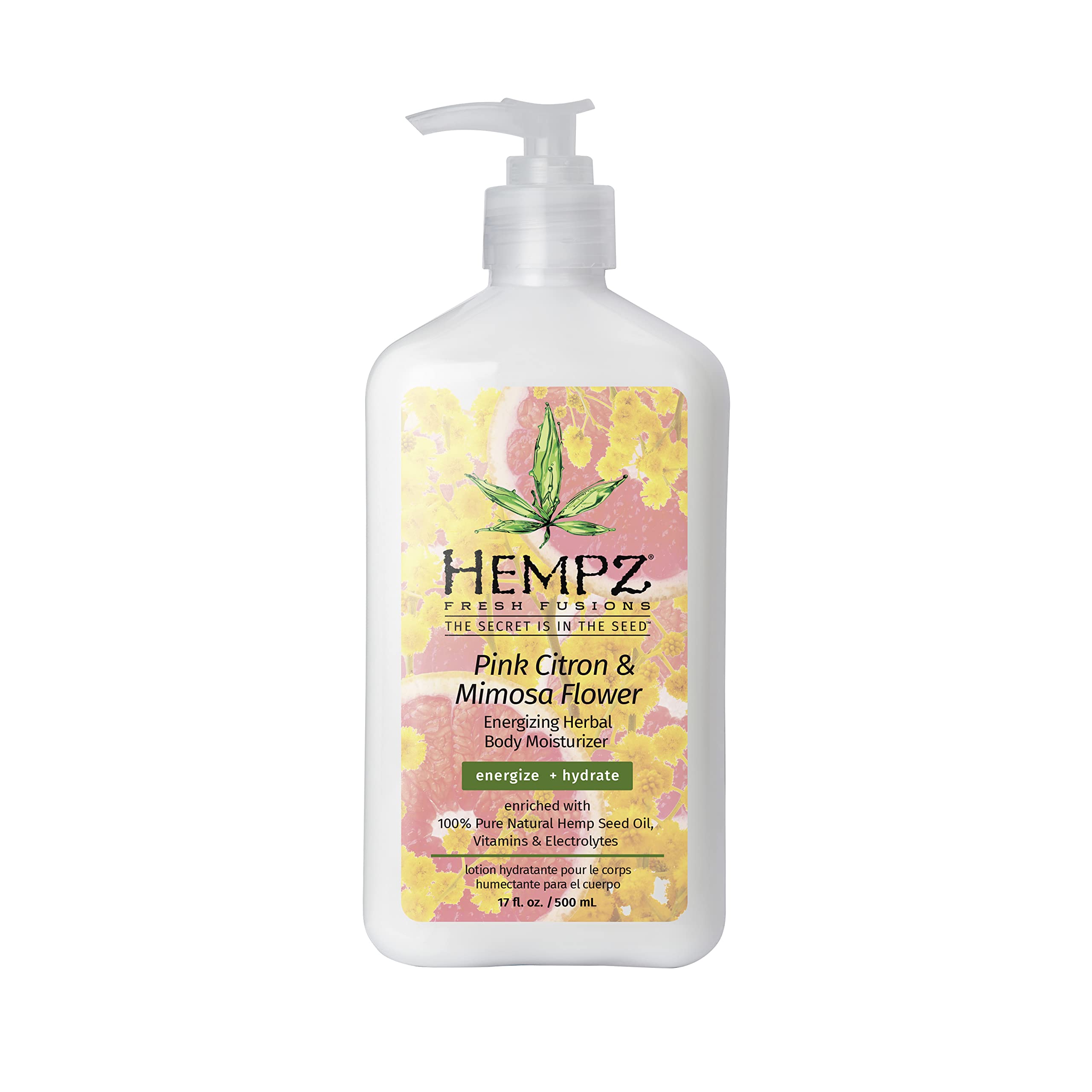 Hempz Fresh Fusions Pink Citron and Mimosa Flower Energizing Herbal Body Moisturizer Unisex Moisturizer 17 oz