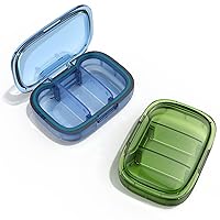 2 Pack 3 Compartment Small Pill Box, Moisture Proof Pill Case, Travel Pill Organizer for Pocket Purse, Daily Portable Medicine Vitamin Box, Fish Oil Box, Supplement Box
