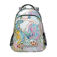 Ocean Fish Mermaid Backpacks Travel Laptop Daypack School Book Bag for Men Women Teens Kids
