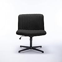 Criss Cross Desk Chair No Wheels, Fabric Padded Armless Wide Seat, Office Chair with Ergonomic Backrest, Chair for Office, Home, Make Up,Small Space, Bed Room