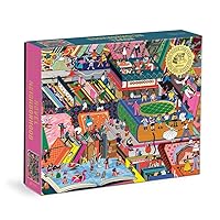 Galison Novel Neighborhood – 1000 Piece Foil Puzzle with Bright and Bold Literature and Iconic Books Artwork with Gold Foil Accents for Adults and Families