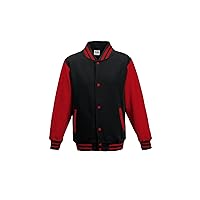Kid's Varsity Jacket Jet Black/Fire Red 7-8 Yrs