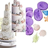Marine Theme Cake Fondant Silicone Mold Seashell Conch Starfish Baking Molds For for DIY Cake Decoration Chocolate Candy Polymer Clay Crafting Projects Set of 7pcs