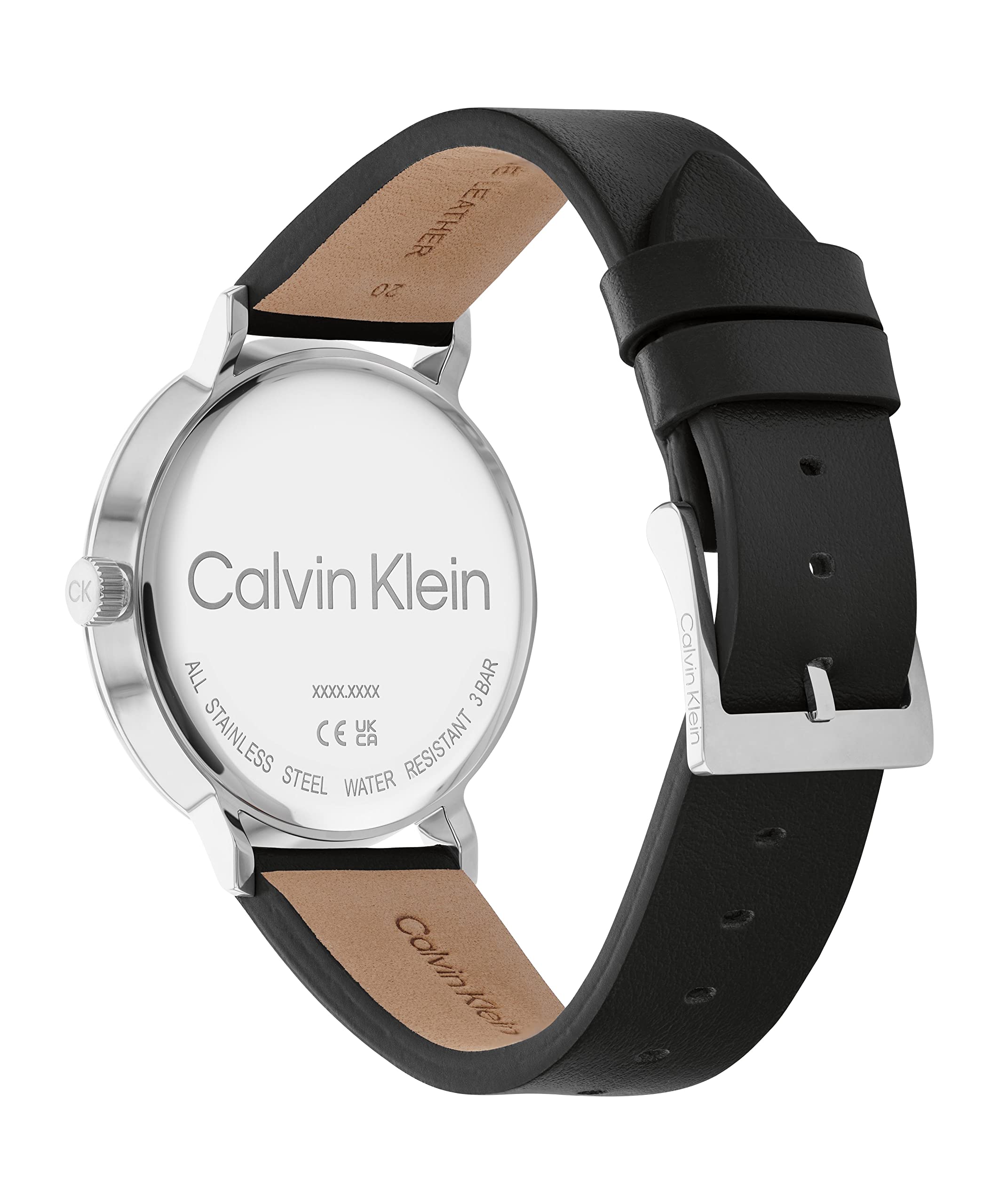 Calvin Klein Men's Quartz Stainless Steel and Leather Strap Watch, Color: Black (Model: 25200050)