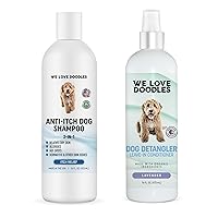 We Love Doodles Anti Itch Dog Shampoo and Detangler Spray - for Sensitive Skin, Dry Skin Treatment, Itching Skin, Hot Spots, Allergy Relief, Dematting Spray for Dogs, Tangle Remover, Made in USA
