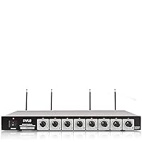 Pyle 8 Channel Conference Microphone System - UHF Desktop, Table Meeting Wireless Microphones & Receiver w/ 8 Gooseneck Mics, Rack Mountable & LED Audio Signal Indicator Lights PDWM8880,Black