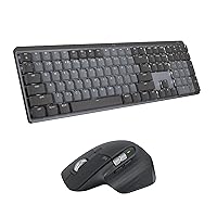 Logitech MX Mechanical Full-Size Illuminated Wireless Keyboard, Clicky, and MX Master 3S Performance Wireless Bluetooth Mouse Bundle, macOS, Windows, Linux, iOS, Android