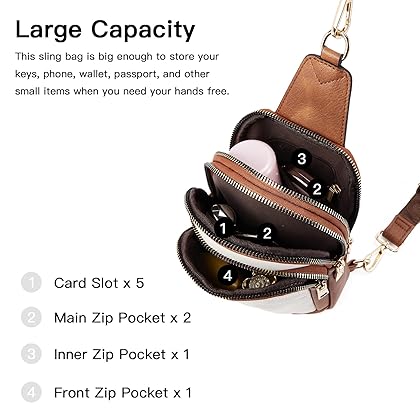 Telena Small Sling Bag for Women Crossbody Purse Fanny Pack Crossbody Bags for Women with Adjustable Strap Beige Brown