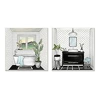 Stupell Industries Modern Home Bathroom Interior Scene Tranquil Tub Sink, Designed by Elizabeth Medley Wall Plaque, 12 x 12, Green