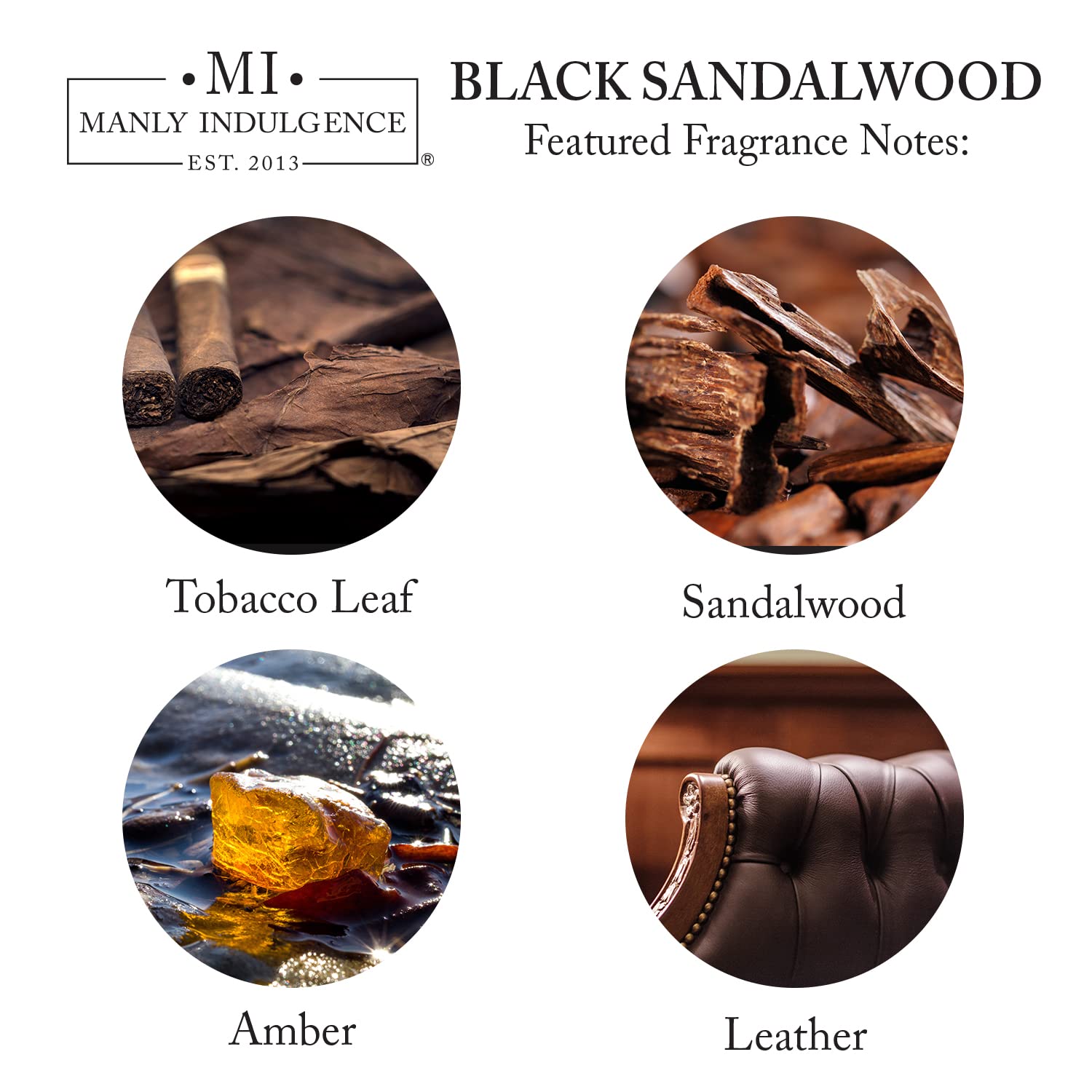 Manly Indulgence Scented Jar Candle, Black Sandalwood, Signature Collection, Soy Wax Blend, Wooden Wick, 15 Oz, Single (Bergamot, Tobacco, Amber & Musk)