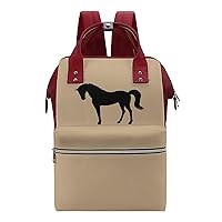Silhouette Horse Diaper Bag for Women Large Capacity Daypack Waterproof Mommy Bag Travel Laptop Backpack