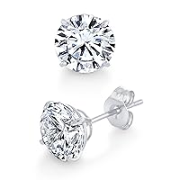 Metal Masters Co. 14K White Gold Round Stud Earrings Butterfly Cubic Zirconia CZ