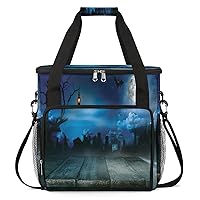 Bat Halloween Night Coffee Maker Carrying Bag Compatible with Single Serve Coffee Brewer Travel Bag Waterproof Portable Storage Toto Bag with Pockets for Travel, Camp, Trip