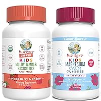 USDA Organic Multivitamin Gummies + Postbiotics & Magnesium Citrate Gummies for Kids Bundle | Vitamins with Lactobacillus Rhamnosus | Stress Relief, Bone, Nerve, Gut Health