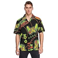 Joysticks Green Video Game Men's Hawaiian Shirts Short Sleeve Button Down Vacation Mens Beach Shirts