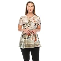 Jostar Women's Rhinestone Tunic Top - HIT Bottom Layered Top Short Sleeve Print T Shirts