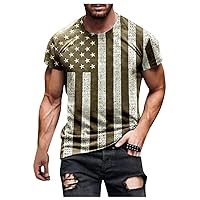 Mens 4Th of July Shirt Graphic Tees Men Vintage American Flag Tshirts Oversized T Shirts Workout Muscle Tee Shirt