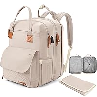 16 in 1 Baby Diaper Bag Backpack, Multifunctional Travel Twin Diaper Bag Backpack with Portable Changing Pad and USB Charging Port- Ideal for Baby Gift (Large 35L Capacity/2X Space) Beige