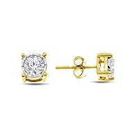 Natalia Drake 1/10-1/2 Cttw Round Brilliant Cut Diamond Stud Earrings for Women in 925 Sterling Silver Miracle Plate Color H-I/Clarity I1-I2