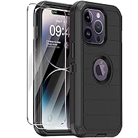 Annymall for iPhone 14 Pro Case with 2 Screen Protector,Full Body Shockproof Drop Protection Dust Proof Heavy Duty 3-Layer Rugged Durable Military Grade Cover for Apple iPhone 14 Pro 6.1