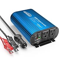 Geargo 600W Car Power Inverter DC 12V to 110V with 4.8A Dual USB Ports and 2 AC Outlets 12V Power Inverters for Vehicles （Blue）