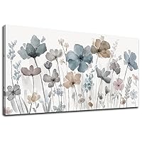 Elegant Flowers Canvas Wall Art - Floral Pictures for Wall Decor Indigo Brown Grey Canvas Painting Nature Printing Artwork for Living Room Bedroom Home Office Wall Decoration 20