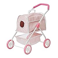 Olivia's Little World Polka Dots Princess Stuffed Animal Stroller with Detachable Toy Pet Carrier - for 3 yrs and Up - Pink/Gray