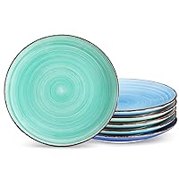 vancasso Bonita Salad Plates, 8.5 inch Small Dinner Plates Set, Ceramic Dessert Plate Serving Dishes set of 6, Microwave, Oven and Dishwasher Safe, Assorted Color