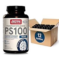 Jarrow Formulas PS100 Phosphatidylserine 100 mg, Dietary Supplement for Brain Health and Cognition Support, 120 Capsules, 40-120 Day Supply, Pack of 12